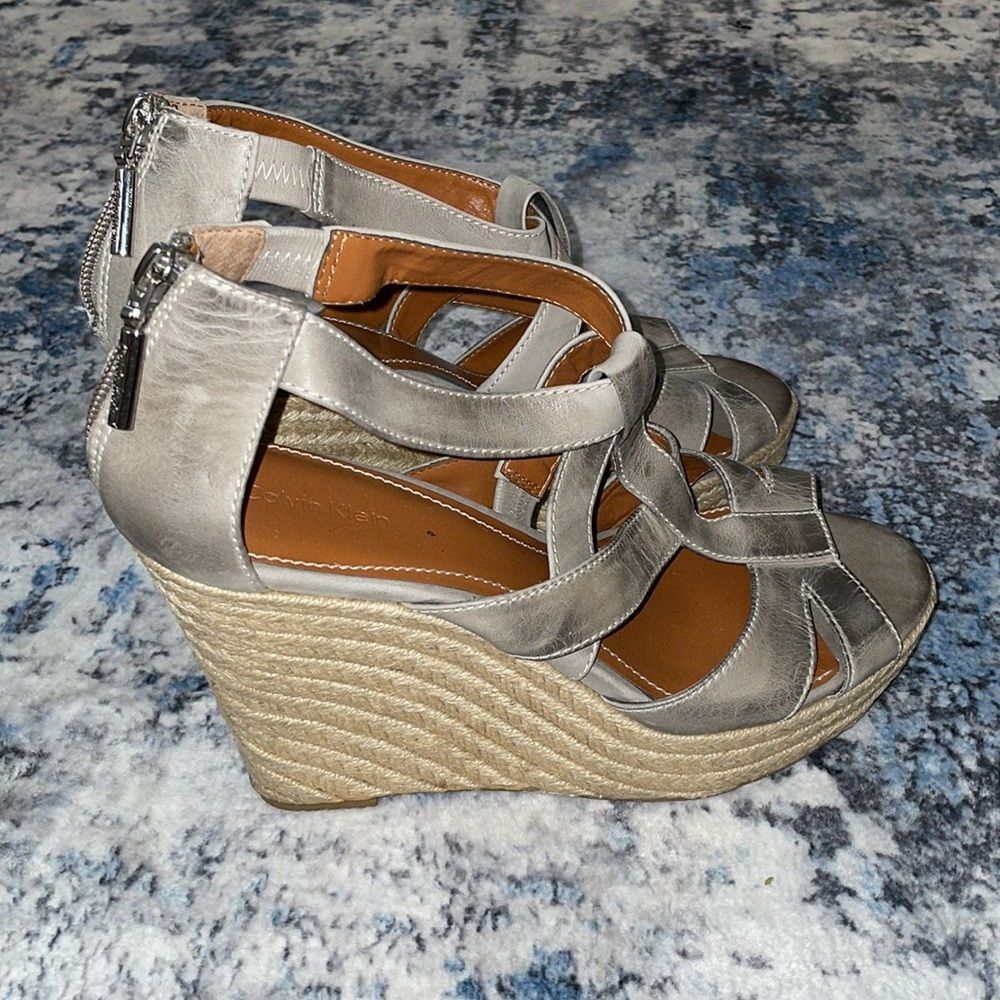 Strappy Grey Calvin Klein Wedges - Picture 5 of 6